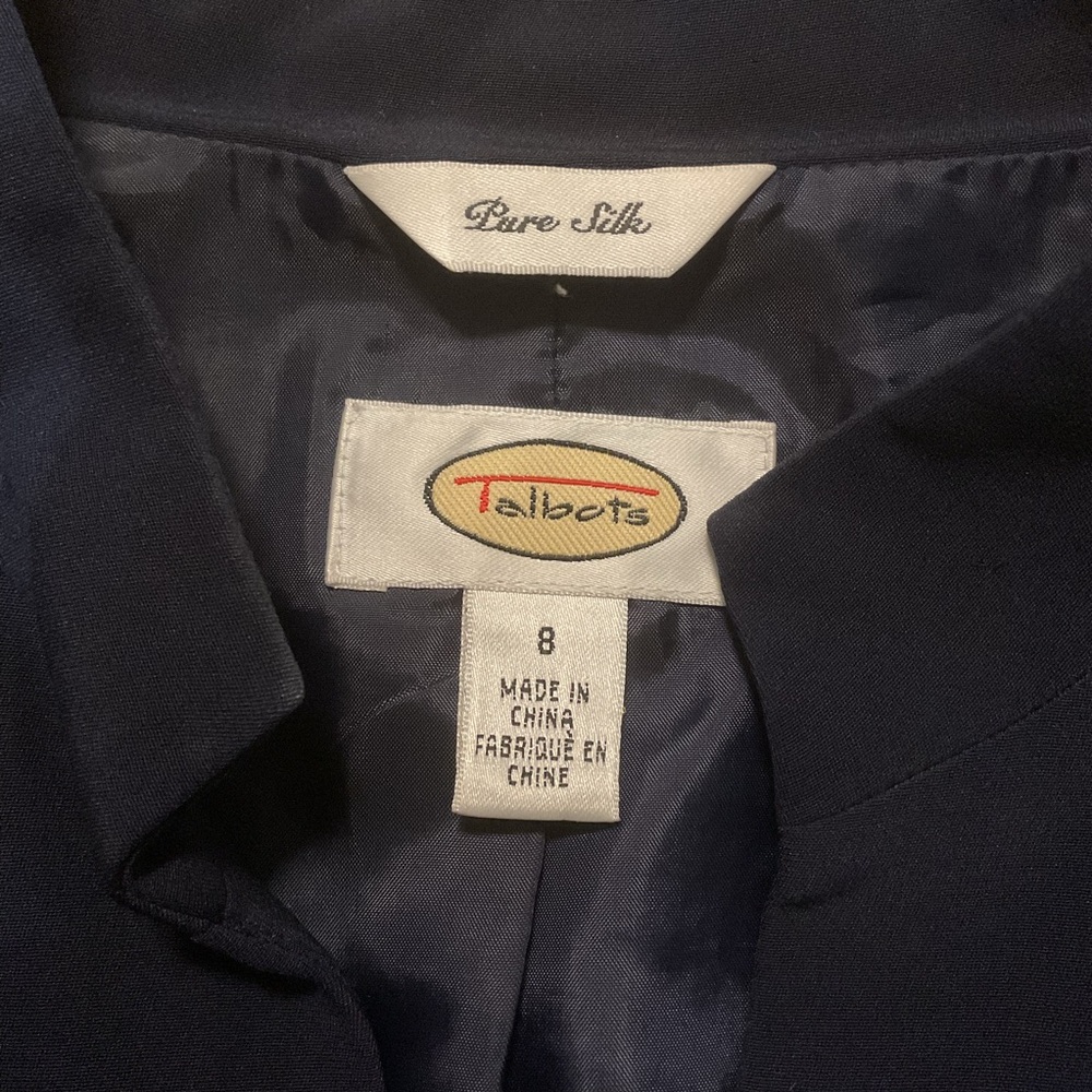 Talbots Pure Silk Dark Blue Silk‎ Blazer - Picture 8 of 11